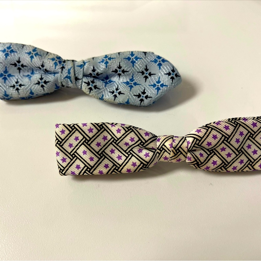 Vintage Blue Diamond Pattern Best Clip + Purple Star Osmond NYC Bow tie set